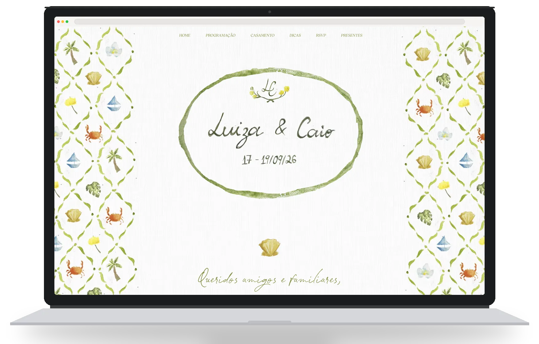 Wedding website, beach theme